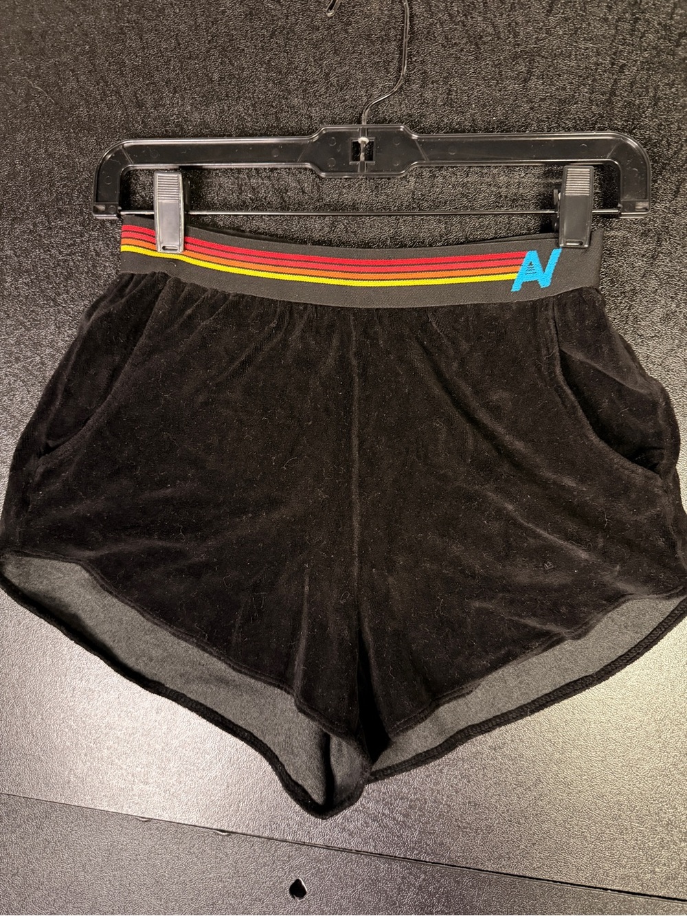 Aviator Nation Classic Velvet Stripes-Women’s Jogger Short Black Sz XS